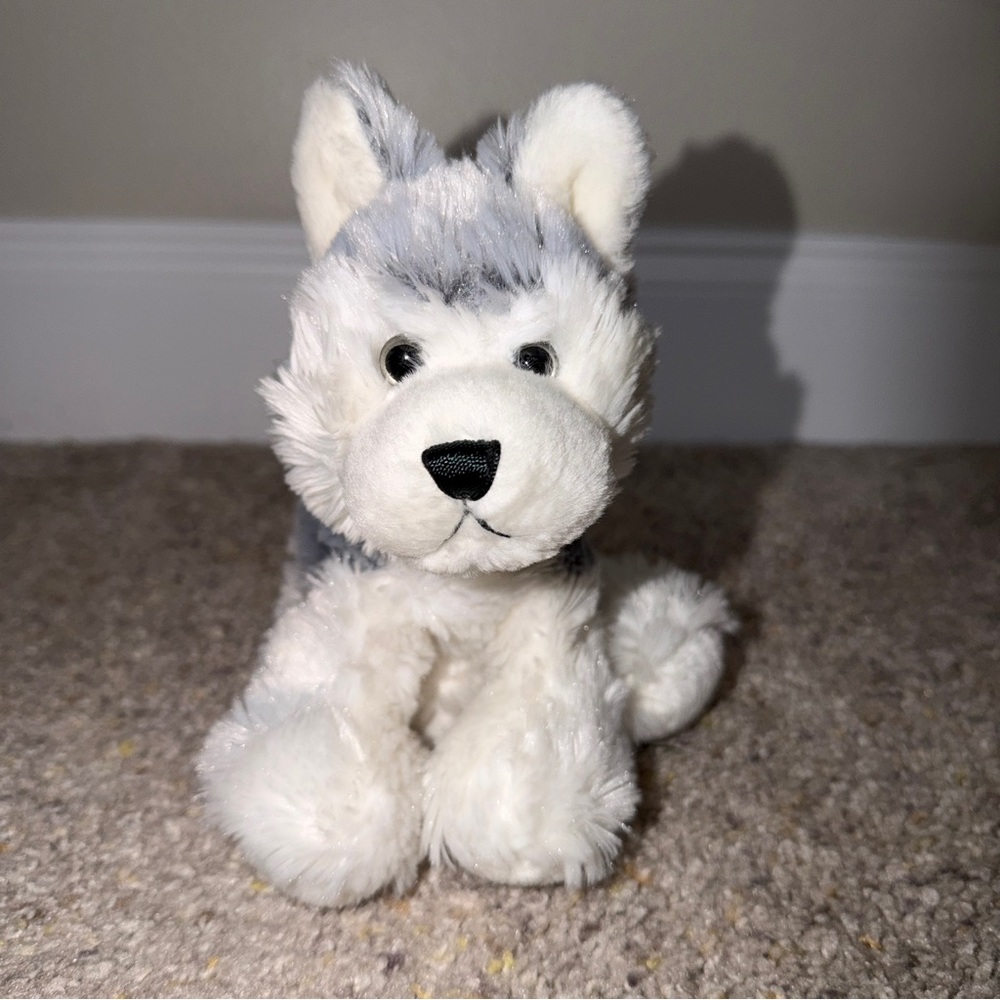 Ganz Webkinz Plush Stuffed Husky Dog HM120 White Gray 9” No Code